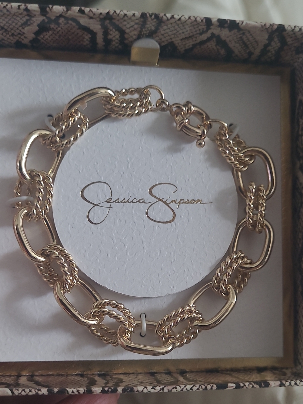 Jessica Simpson Gold Mixed Link Bracelet